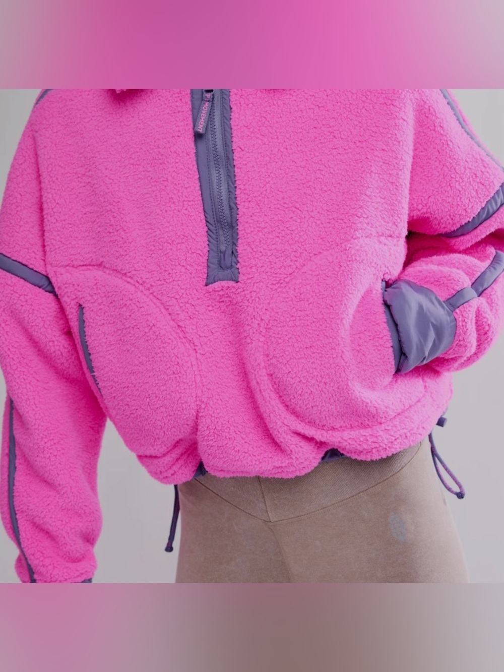 NWOT FP Movement by Free People Mountain High Fleece Half Zip in Hot Pink (Med)